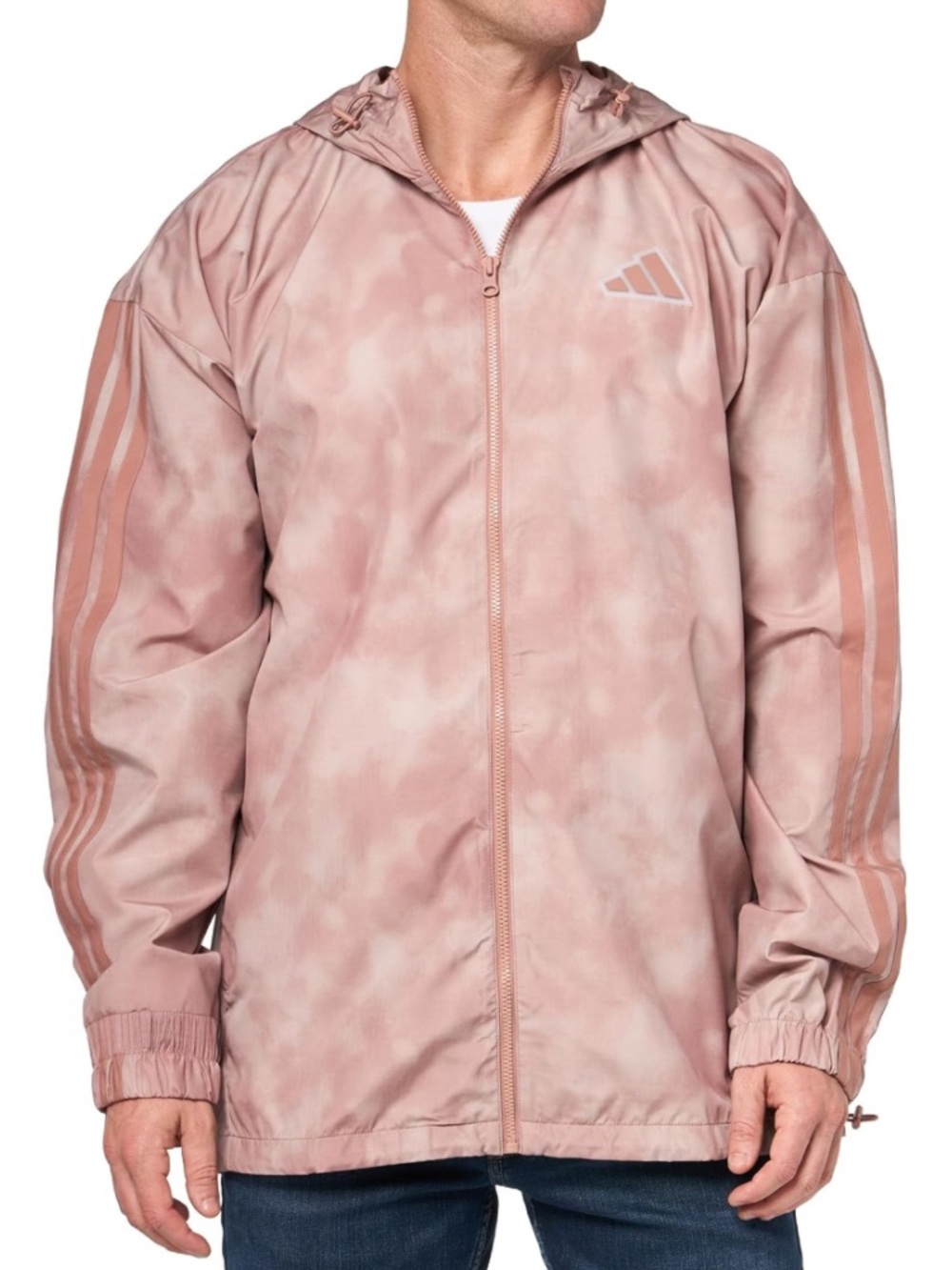 Adidas Ripstop Hooded Windbreaker Jacket Pink Tie Dye Warm Clay Men’s L - NWT 🌬️